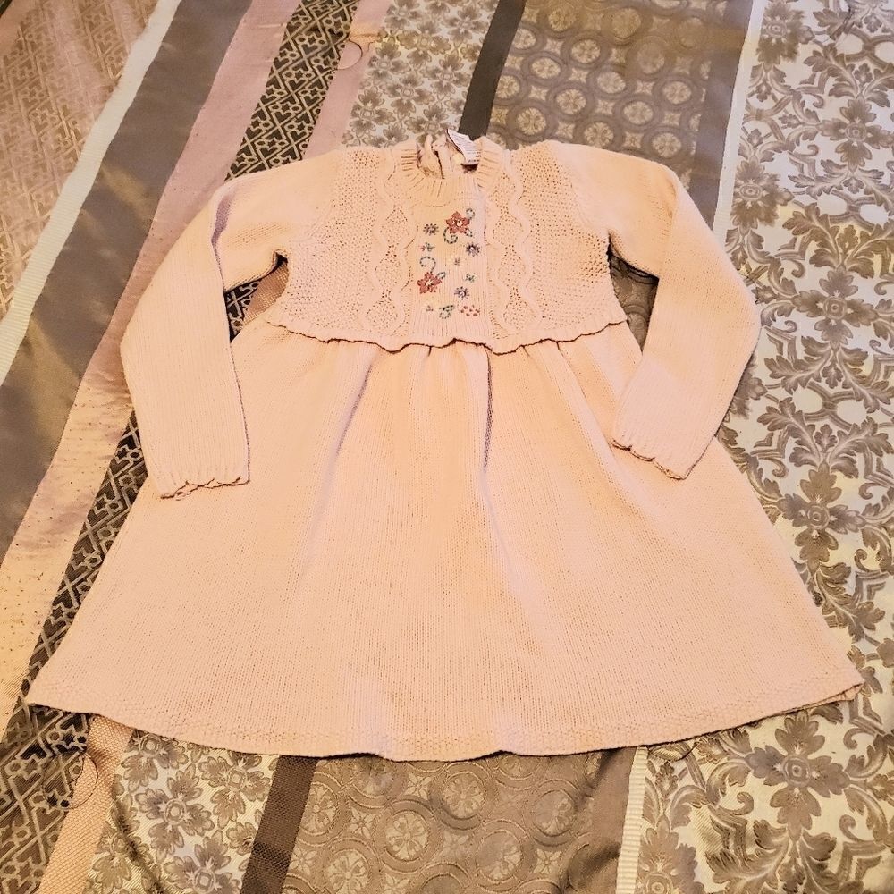 Shabby Chic Pink Floral Knitted Dress 5T